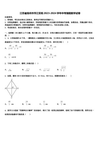 江苏省扬州市邗江实验2023-2024学年中考猜题数学试卷含解析.doc