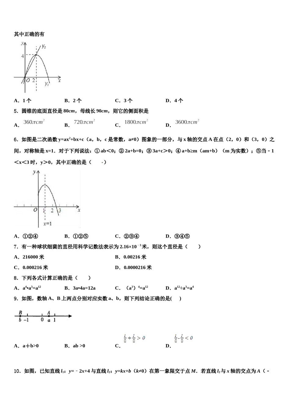 江苏省江阴市长泾二中学2023-2024学年中考数学最后冲刺浓缩精华卷含解析.doc_第2页