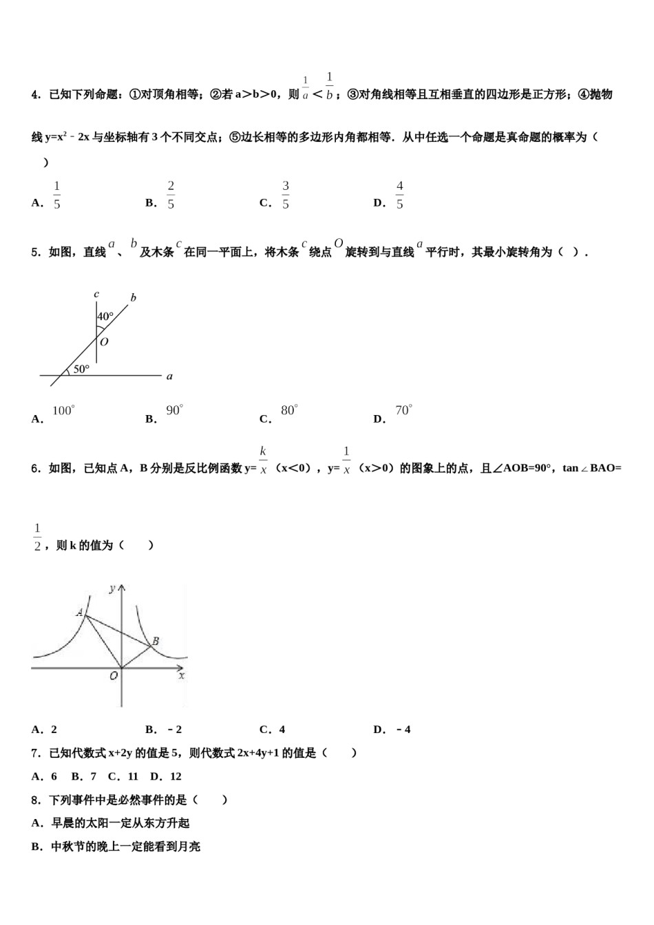江苏省溧水区2024届中考数学模试卷含解析.doc_第2页