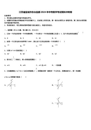 江苏省盐城市东台盐都2024年中考数学考试模拟冲刺卷含解析.doc
