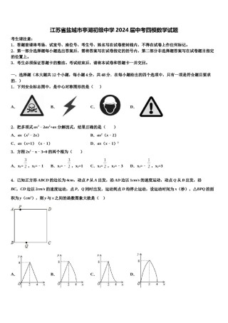 江苏省盐城市亭湖初级中学2024届中考四模数学试题含解析.doc