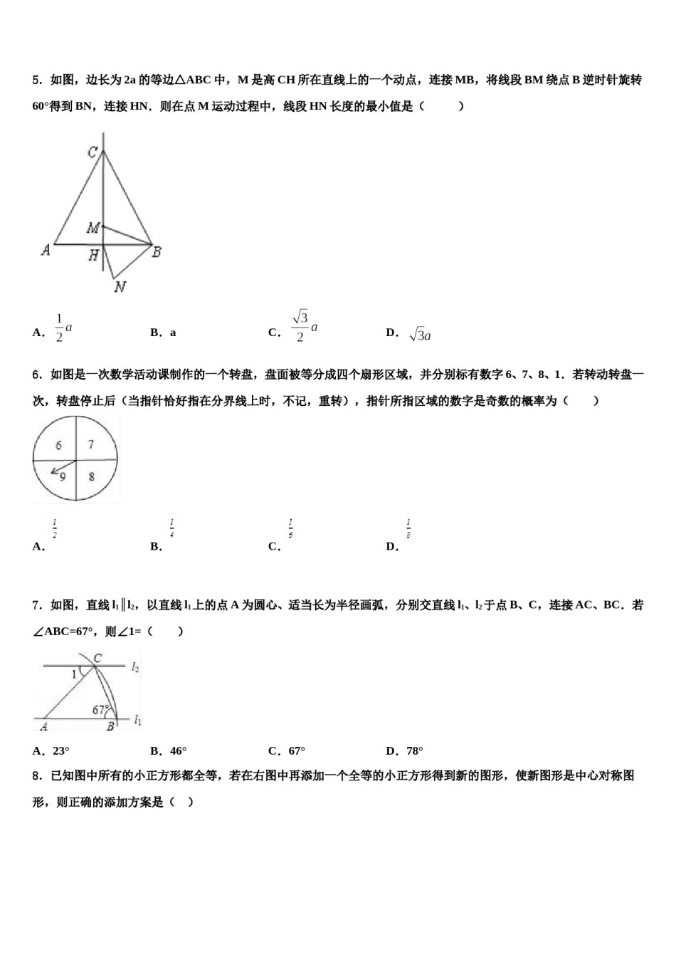 江苏省盐城市射阳县达标名校2024年中考数学对点突破模拟试卷含解析.doc_第2页