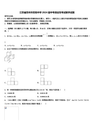 江苏省苏州市实验中学2024届中考适应性考试数学试题含解析.doc