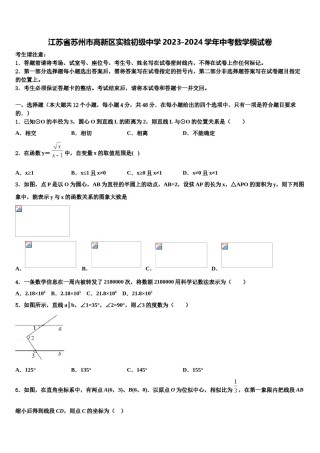 江苏省苏州市高新区实验初级中学2023-2024学年中考数学模试卷含解析.doc