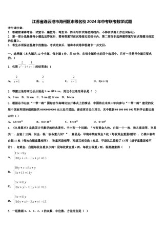 江苏省连云港市海州区市级名校2024年中考联考数学试题含解析.doc