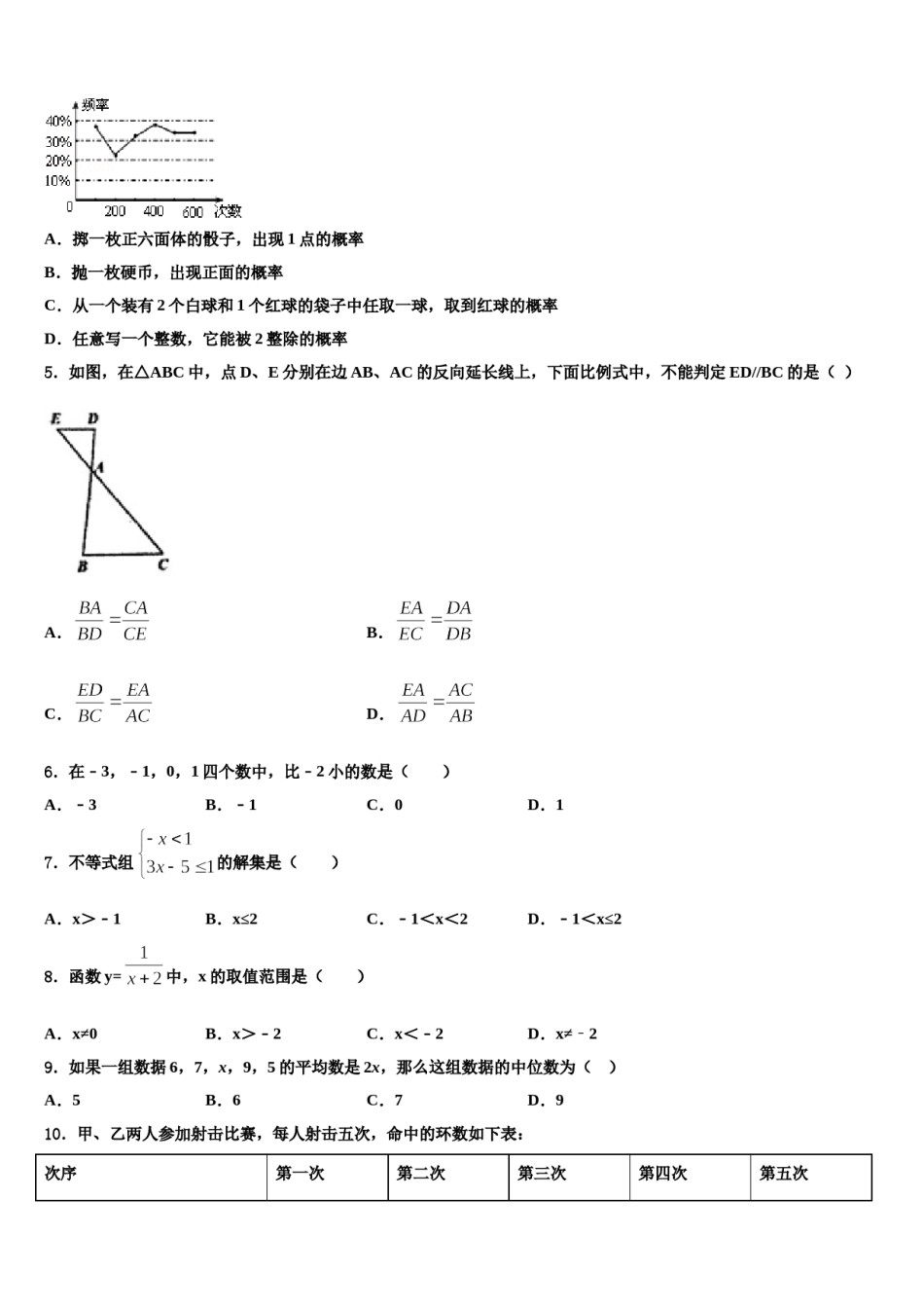 江苏省镇江市扬中市2023-2024学年中考五模数学试题含解析.doc_第2页