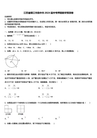 江苏省镇江市扬中市2024届中考押题数学预测卷含解析.doc