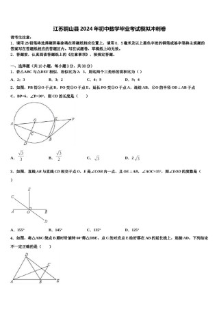 江苏铜山县2024年初中数学毕业考试模拟冲刺卷含解析.doc