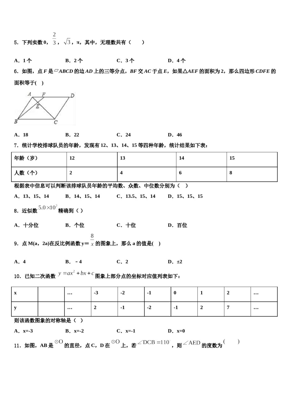 江西省余干县重点达标名校2024年中考考前最后一卷数学试卷含解析.doc_第2页