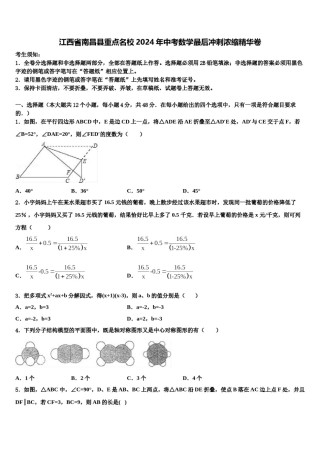 江西省南昌县重点名校2024年中考数学最后冲刺浓缩精华卷含解析.doc