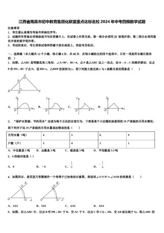 江西省南昌市初中教育集团化联盟重点达标名校2024年中考四模数学试题含解析.doc