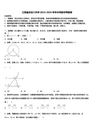 江西省吉安八中学2023-2024学年中考数学押题卷含解析.doc