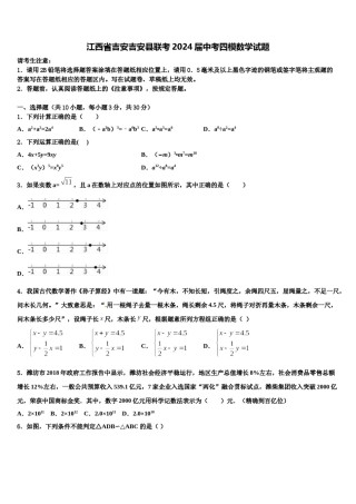 江西省吉安吉安县联考2024届中考四模数学试题含解析.doc