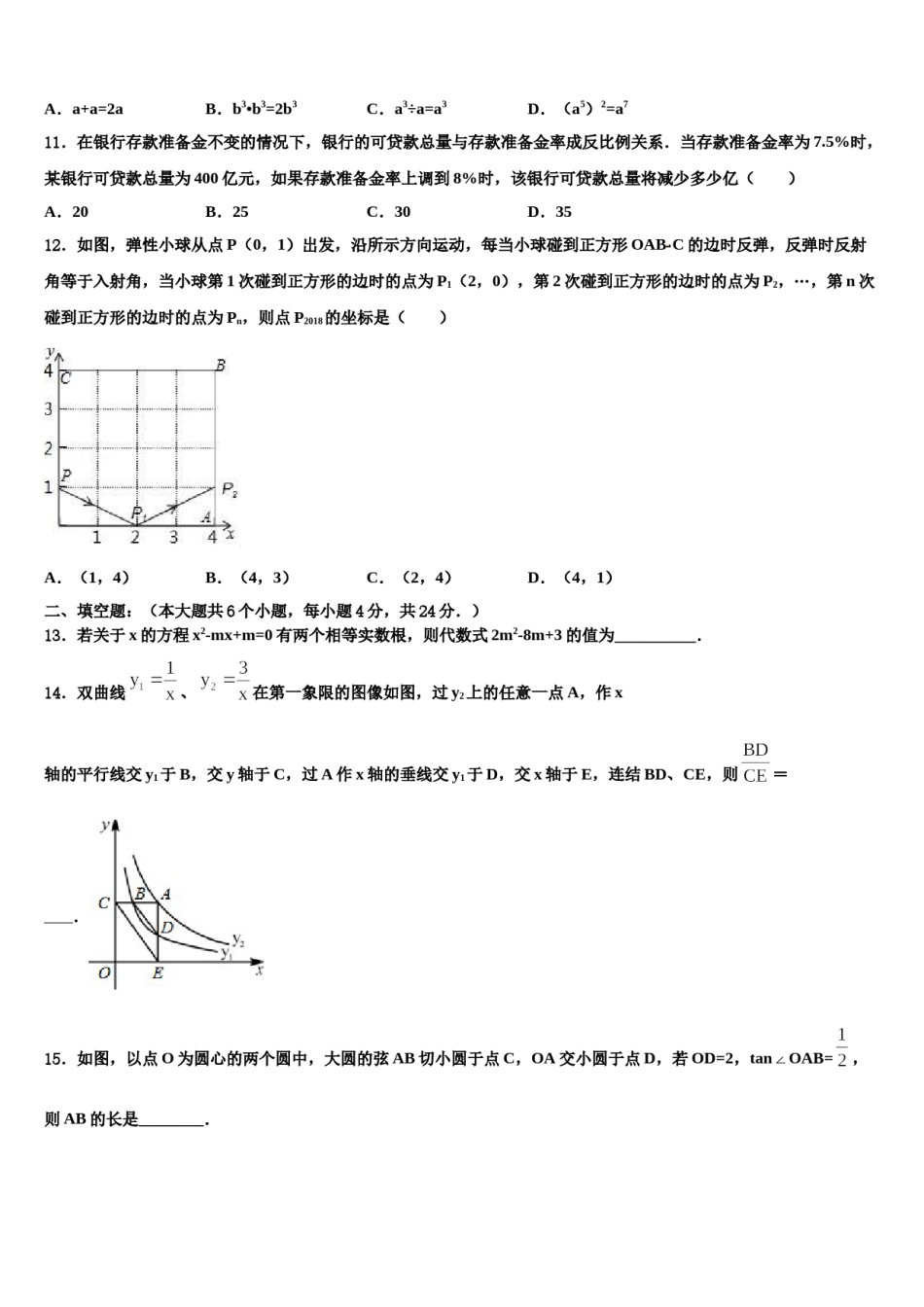 江西省吉安市吉安县2024届中考数学考试模拟冲刺卷含解析.doc_第3页