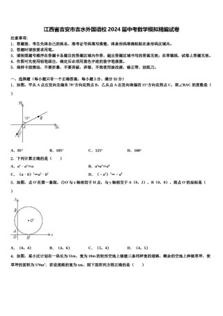 江西省吉安市吉水外国语校2024届中考数学模拟精编试卷含解析.doc