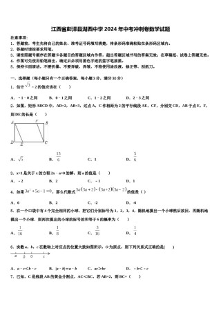江西省彭泽县湖西中学2024年中考冲刺卷数学试题含解析.doc