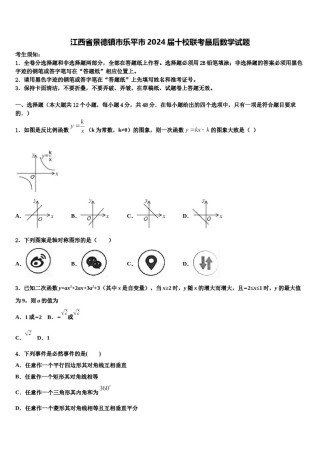 江西省景德镇市乐平市2024届十校联考最后数学试题含解析.doc