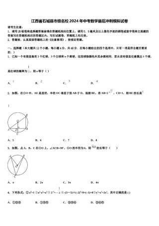 江西省石城县市级名校2024年中考数学最后冲刺模拟试卷含解析.doc