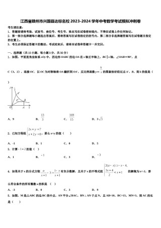江西省赣州市兴国县达标名校2023-2024学年中考数学考试模拟冲刺卷含解析.doc
