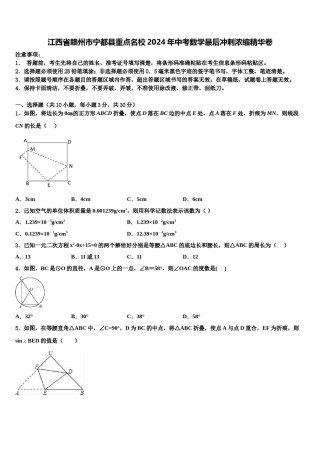 江西省赣州市宁都县重点名校2024年中考数学最后冲刺浓缩精华卷含解析.doc