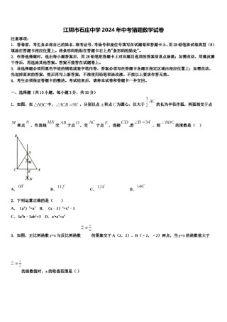 江阴市石庄中学2024年中考猜题数学试卷含解析.doc