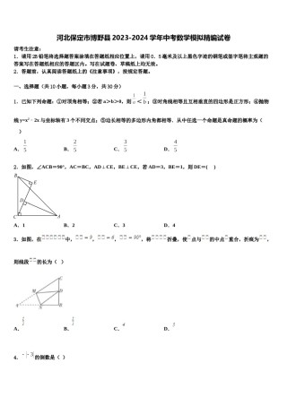 河北保定市博野县2023-2024学年中考数学模拟精编试卷含解析.doc