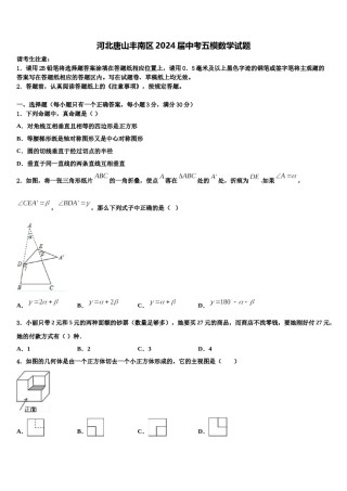 河北唐山丰南区2024届中考五模数学试题含解析.doc