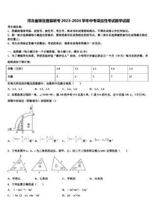 河北省保定唐县联考2023-2024学年中考适应性考试数学试题含解析.doc