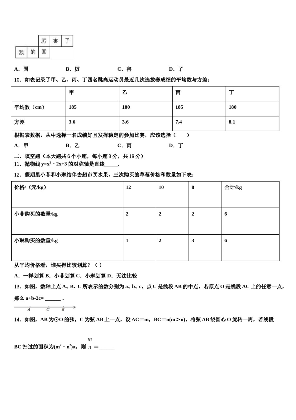 河北省保定市清苑区北王力中学2024届中考押题数学预测卷含解析.doc_第3页