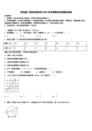 河北省广宗县市级名校2024年中考数学全真模拟试卷含解析.doc
