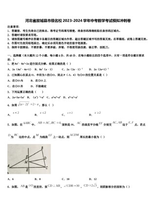 河北省故城县市级名校2023-2024学年中考数学考试模拟冲刺卷含解析.doc