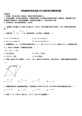 河北省沧州市东光县2024届中考三模数学试题含解析.doc