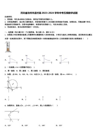 河北省沧州市孟村县2023-2024学年中考五模数学试题含解析.doc