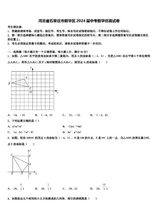 河北省石家庄市新华区2024届中考数学仿真试卷含解析.doc