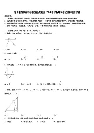 河北省石家庄市桥东区重点名校2024年毕业升学考试模拟卷数学卷含解析.doc