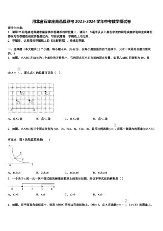 河北省石家庄高邑县联考2023-2024学年中考数学模试卷含解析.doc