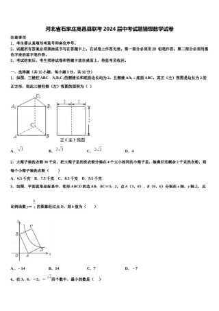 河北省石家庄高邑县联考2024届中考试题猜想数学试卷含解析.doc