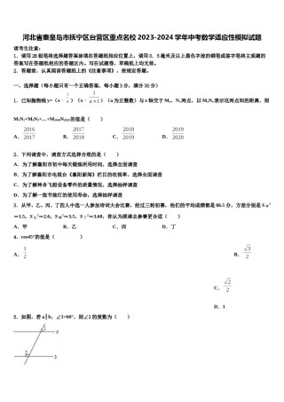 河北省秦皇岛市抚宁区台营区重点名校2023-2024学年中考数学适应性模拟试题含解析.doc