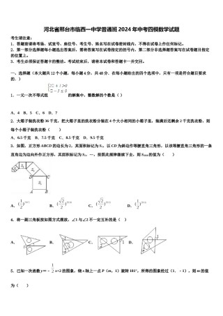 河北省邢台市临西一中学普通班2024年中考四模数学试题含解析.doc