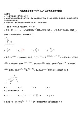 河北省邢台市第一中学2024届中考五模数学试题含解析.doc