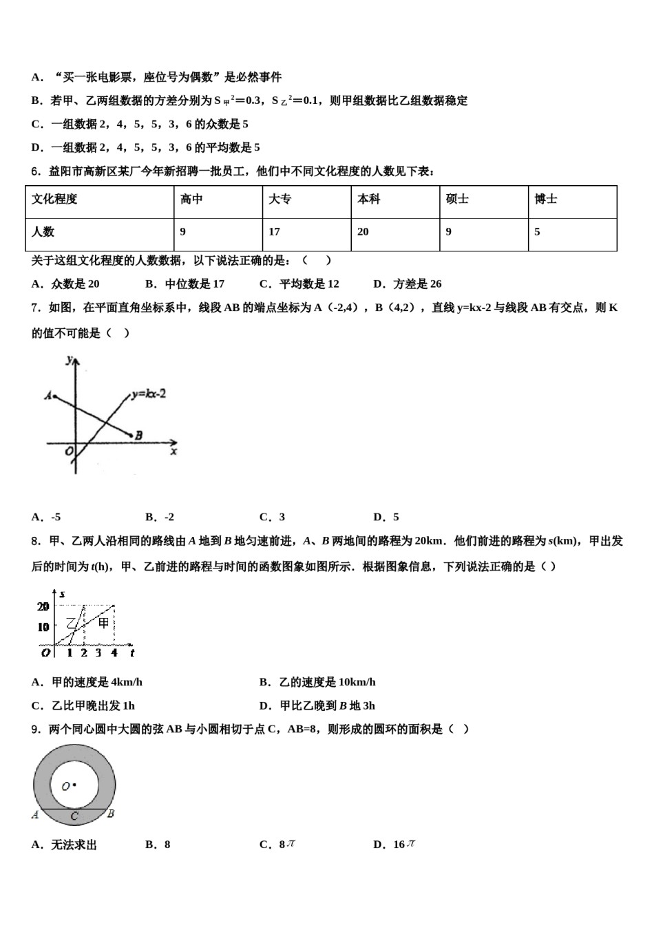 河北省魏县第四中学2024年初中数学毕业考试模拟冲刺卷含解析.doc_第2页