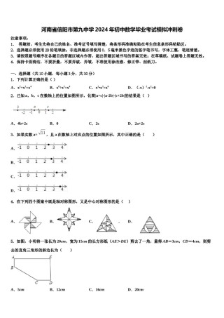 河南省信阳市第九中学2024年初中数学毕业考试模拟冲刺卷含解析.doc