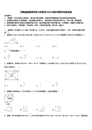 河南省信阳浉河区七校联考2024届中考数学仿真试卷含解析.doc