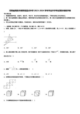 河南省南阳市新野县重点中学2023-2024学年毕业升学考试模拟卷数学卷含解析.doc