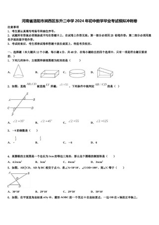 河南省洛阳市涧西区东升二中学2024年初中数学毕业考试模拟冲刺卷含解析.doc