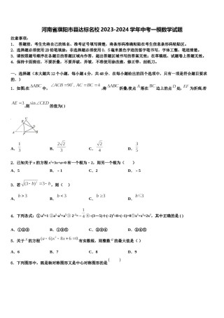 河南省濮阳市县达标名校2023-2024学年中考一模数学试题含解析.doc