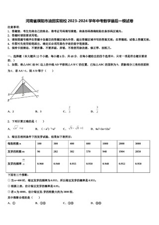 河南省濮阳市油田实验校2023-2024学年中考数学最后一模试卷含解析.doc