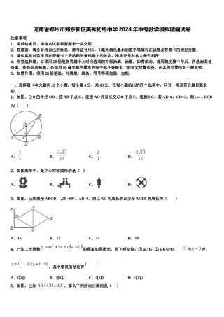河南省郑州市郑东新区美秀初级中学2024年中考数学模拟精编试卷含解析.doc