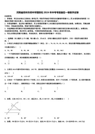 河南省郑州市郑中学国际校2024年中考考前最后一卷数学试卷含解析.doc