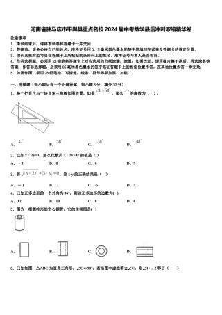 河南省驻马店市平舆县重点名校2024届中考数学最后冲刺浓缩精华卷含解析.doc